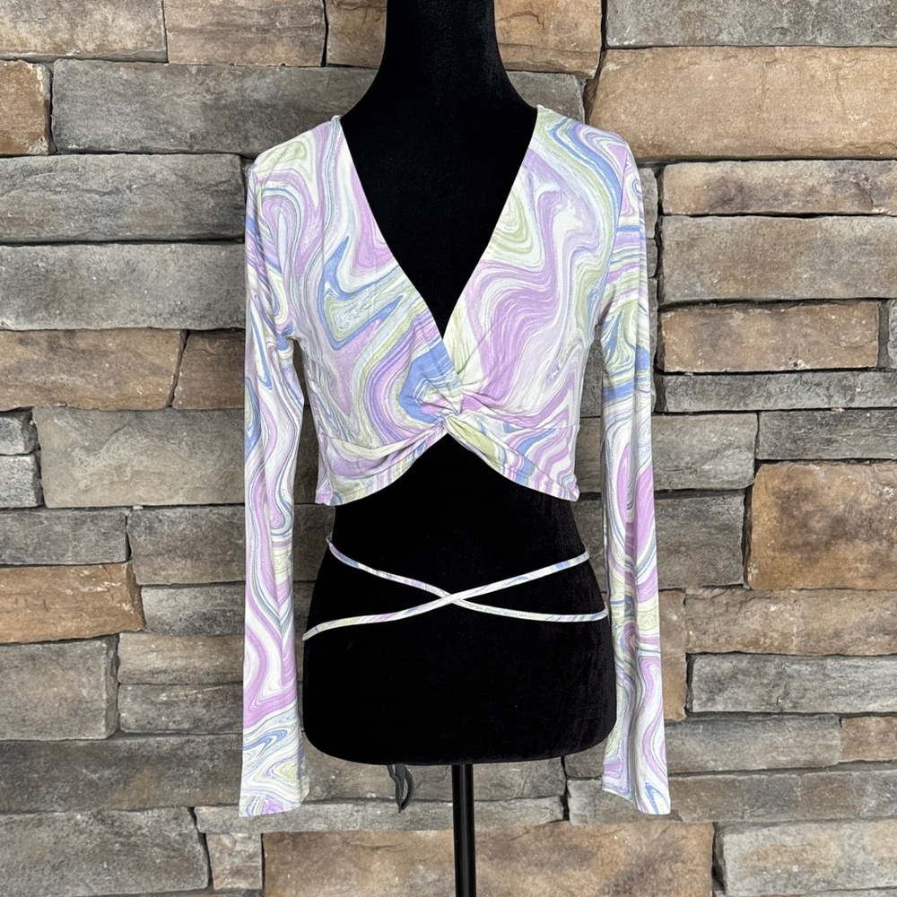 JUST POLLY Pastel Marbled Top
